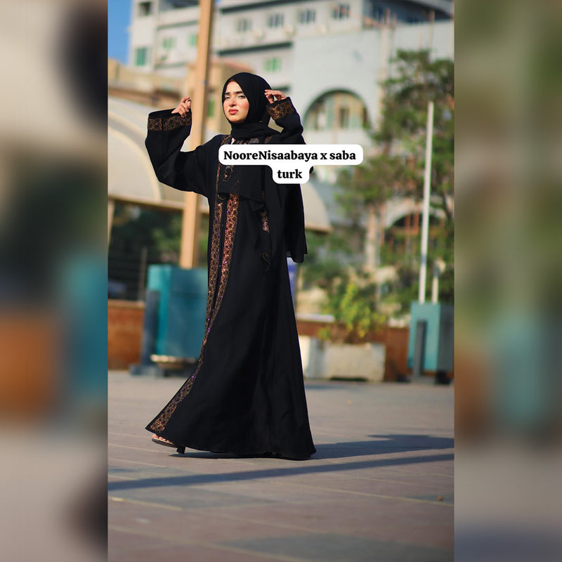 Leapord Rhine Stone Abaya