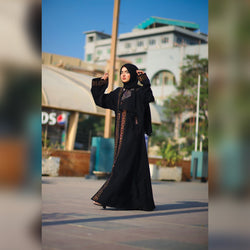 Leapord Rhine Stone Abaya